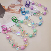 Kratki lančić za zapešće Ručno izrađeni smajlići s perlama, cvijet, dijamantni privjesak u obliku perli, Uzica za mobilni telefon, univerzalna remen protiv gubitka