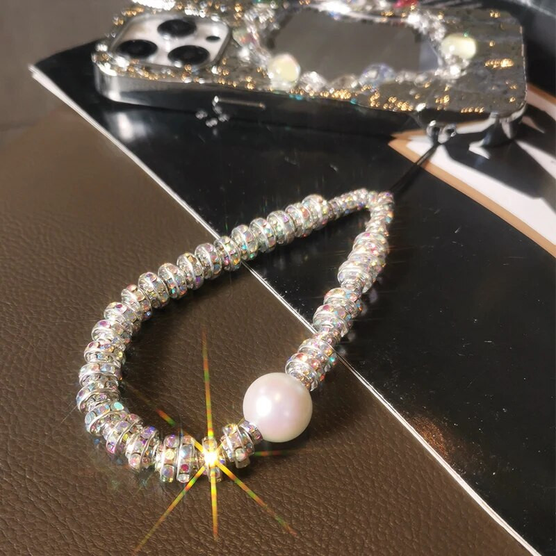 Κοντό μεγάλο μαργαριτάρι βραχιόλι γυναικείο κρεμαστό κόσμημα με πολύτιμους λίθους κινητού τηλεφώνου Κορδόνι καρπού ζιργκόν πίσω Κορδόνι κατά της απώλειας