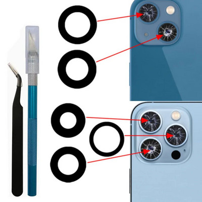 Γυάλινος φακός πίσω πίσω κάμερας με αυτοκόλλητο και κιτ εργαλείων επισκευής για iPhone X XR XS 11 12 13 Αντικατάσταση Mini Pro Max