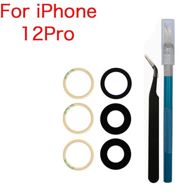 Zamjena staklene leće stražnje kamere s ljepilom i alatom za popravak za iPhone X XR XS 11 12 13 Mini Pro Max