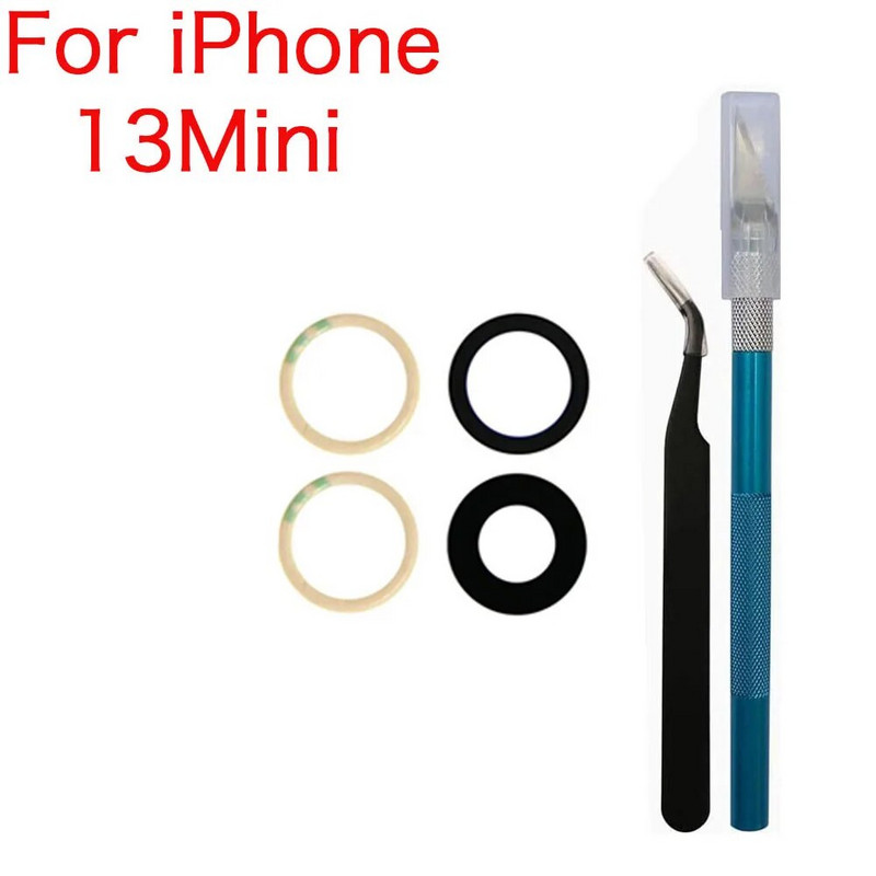 Galinės kameros stiklo objektyvas su klijais ir taisymo įrankių rinkiniu, skirtas iPhone X XR XS 11 12 13 Mini Pro Max pakeitimui