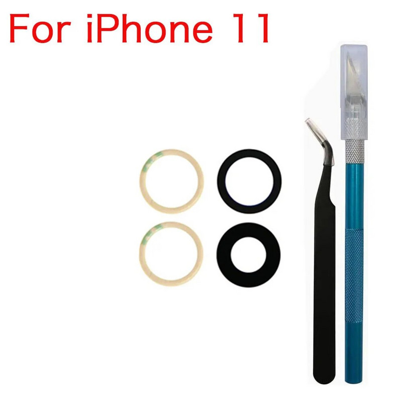 Galinės kameros stiklo objektyvas su klijais ir taisymo įrankių rinkiniu, skirtas iPhone X XR XS 11 12 13 Mini Pro Max pakeitimui