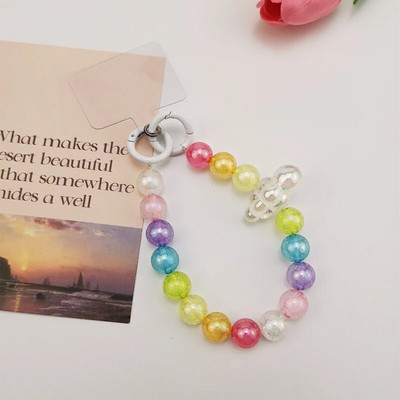 Kratki prijenosni lanac Manual Bead Cloud Šarene okrugle perle Privjesak Univerzalna torbica za telefon Anti-gubitak Remen za mobilni telefon Traka