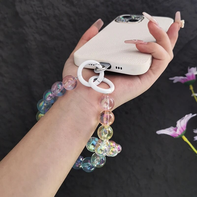 Kratki prijenosni lanac Manual Bead Cloud Šarene okrugle perle Privjesak Univerzalna torbica za telefon Anti-gubitak Remen za mobilni telefon Traka