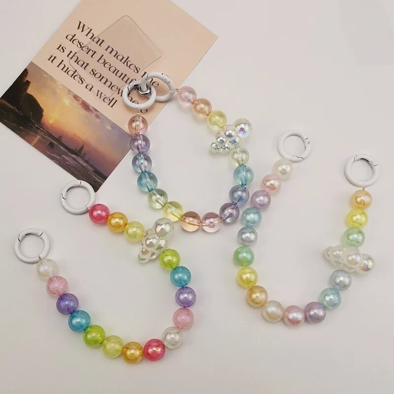 Kratki prijenosni lanac Manual Bead Cloud Šarene okrugle perle Privjesak Univerzalna torbica za telefon Anti-gubitak Remen za mobilni telefon Traka