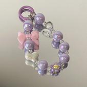 Korejski slatki cvjetni mašni za telefonsku vrpcu za ručni zglob Ženski ručni lanac, kratki Anti-lost za iPhone 15 Dodaci