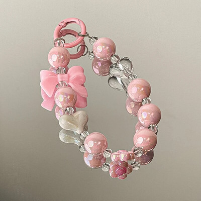 Korejski slatki cvjetni mašni za telefonsku vrpcu za ručni zglob Ženski ručni lanac, kratki Anti-lost za iPhone 15 Dodaci