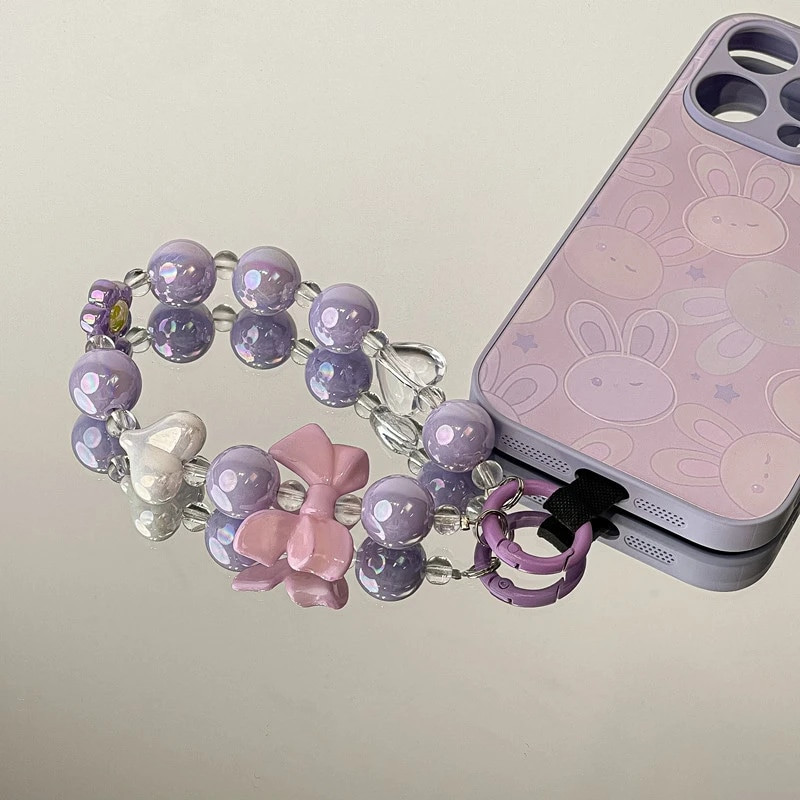 Korejski slatki cvjetni mašni za telefonsku vrpcu za ručni zglob Ženski ručni lanac, kratki Anti-lost za iPhone 15 Dodaci
