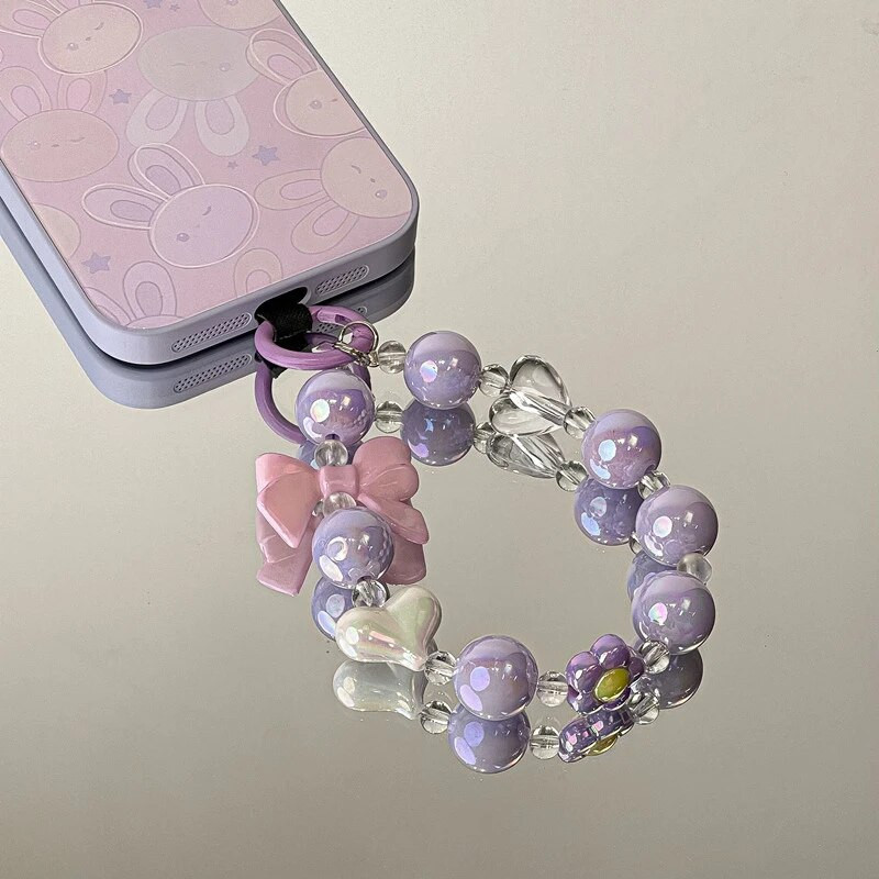 Korejski slatki cvjetni mašni za telefonsku vrpcu za ručni zglob Ženski ručni lanac, kratki Anti-lost za iPhone 15 Dodaci