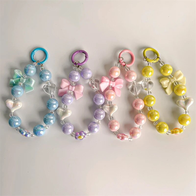 Korejski slatki cvjetni mašni za telefonsku vrpcu za ručni zglob Ženski ručni lanac, kratki Anti-lost za iPhone 15 Dodaci