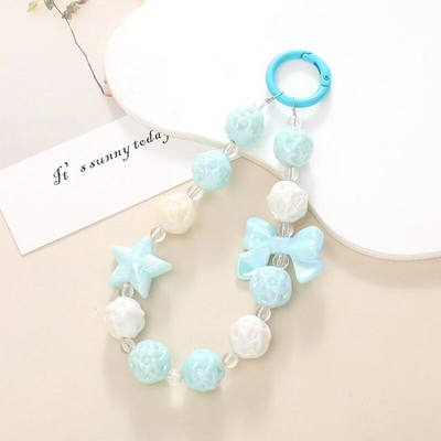 Ιμάντες κινητού τηλεφώνου Καραμέλα έγχρωμες χάντρες Φθορίζον πεντάκτινο αστέρι Bowknot Γούρι κινητής αλυσίδας για γυναίκες κορίτσια