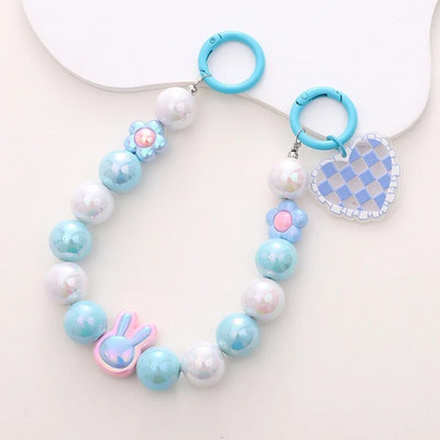 Salda krāsaina akrila tālruņa ķēde, siksna, loki, apaļas krelles, mobilā tālruņa ķēde sievietēm, meitenēm, mobilā tālruņa aukla dzimšanas dienas dāvana