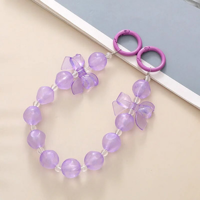 Salda krāsaina akrila tālruņa ķēde, siksna, loki, apaļas krelles, mobilā tālruņa ķēde sievietēm, meitenēm, mobilā tālruņa aukla dzimšanas dienas dāvana