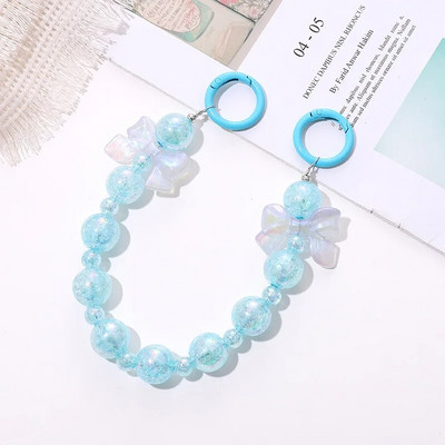 Salda krāsaina akrila tālruņa ķēde, siksna, loki, apaļas krelles, mobilā tālruņa ķēde sievietēm, meitenēm, mobilā tālruņa aukla dzimšanas dienas dāvana