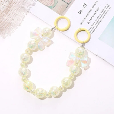 Salda krāsaina akrila tālruņa ķēde, siksna, loki, apaļas krelles, mobilā tālruņa ķēde sievietēm, meitenēm, mobilā tālruņa aukla dzimšanas dienas dāvana