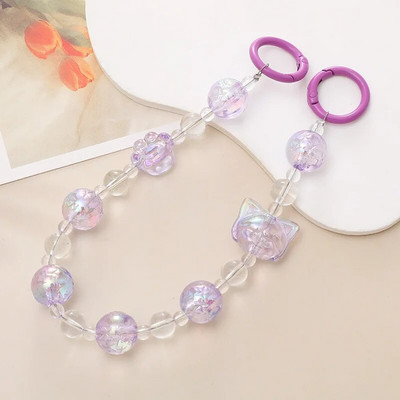 Salda krāsaina akrila tālruņa ķēde, siksna, loki, apaļas krelles, mobilā tālruņa ķēde sievietēm, meitenēm, mobilā tālruņa aukla dzimšanas dienas dāvana