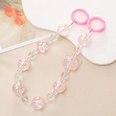 Salda krāsaina akrila tālruņa ķēde, siksna, loki, apaļas krelles, mobilā tālruņa ķēde sievietēm, meitenēm, mobilā tālruņa aukla dzimšanas dienas dāvana