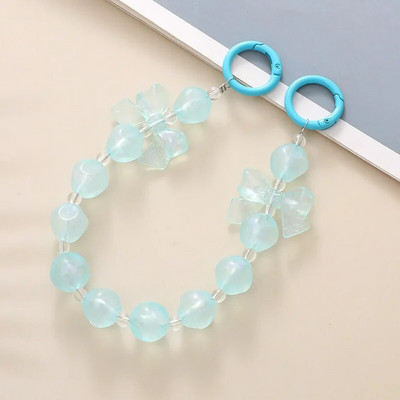 Salda krāsaina akrila tālruņa ķēde, siksna, loki, apaļas krelles, mobilā tālruņa ķēde sievietēm, meitenēm, mobilā tālruņa aukla dzimšanas dienas dāvana