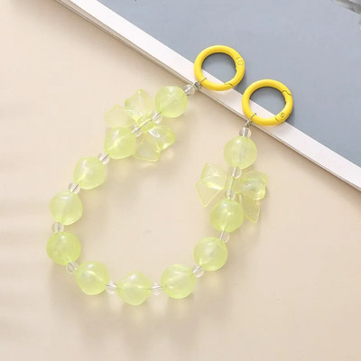 Salda krāsaina akrila tālruņa ķēde, siksna, loki, apaļas krelles, mobilā tālruņa ķēde sievietēm, meitenēm, mobilā tālruņa aukla dzimšanas dienas dāvana