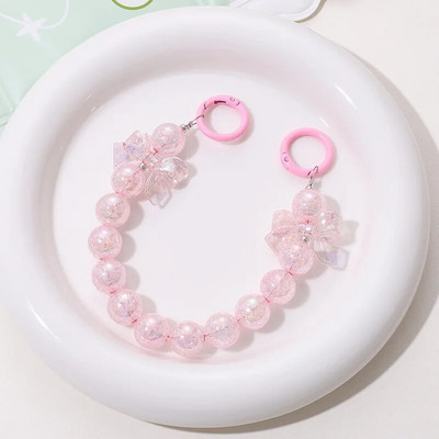 Salda krāsaina akrila tālruņa ķēde, siksna, loki, apaļas krelles, mobilā tālruņa ķēde sievietēm, meitenēm, mobilā tālruņa aukla dzimšanas dienas dāvana