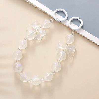 Salda krāsaina akrila tālruņa ķēde, siksna, loki, apaļas krelles, mobilā tālruņa ķēde sievietēm, meitenēm, mobilā tālruņa aukla dzimšanas dienas dāvana