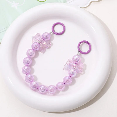 Salda krāsaina akrila tālruņa ķēde, siksna, loki, apaļas krelles, mobilā tālruņa ķēde sievietēm, meitenēm, mobilā tālruņa aukla dzimšanas dienas dāvana