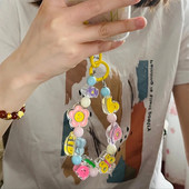 Korejiešu jauks multfilmas tauriņš ziedu kulons iPhone meitenei tālrunim atslēgu ķēdes rotaslietas dāvanas šarms piekarināms aukla rokassprādzes aukla