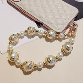 Mobilā telefona auklas īss plaukstas kulons Piecpunktu zvaigžņu pērļu virknes ķēde, doba piekārta, universāls tālruņa korpuss pret pazaudēšanu