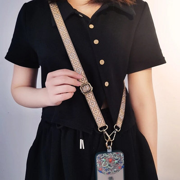 Универсална ретро каишка за телефон в китайски стил Crossbody ремък чанта с щипка за верига, удължител за рамо, ремък за мобилен телефон против загуба