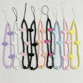 Armas väike armastussüdamekäevõru Mobiiltelefoni ümbrised kett Candy värviline rihm Telefoni juhtme tarvikud pärl akrüül rant