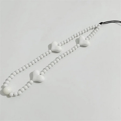 Armas väike armastussüdamekäevõru Mobiiltelefoni ümbrised kett Candy värviline rihm Telefoni juhtme tarvikud pärl akrüül rant