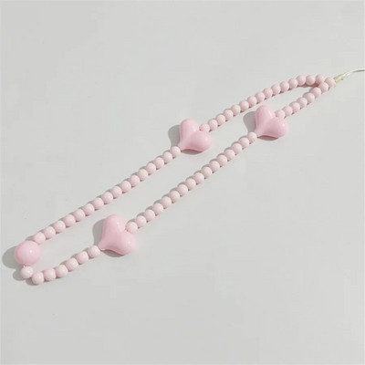 Armas väike armastussüdamekäevõru Mobiiltelefoni ümbrised kett Candy värviline rihm Telefoni juhtme tarvikud pärl akrüül rant