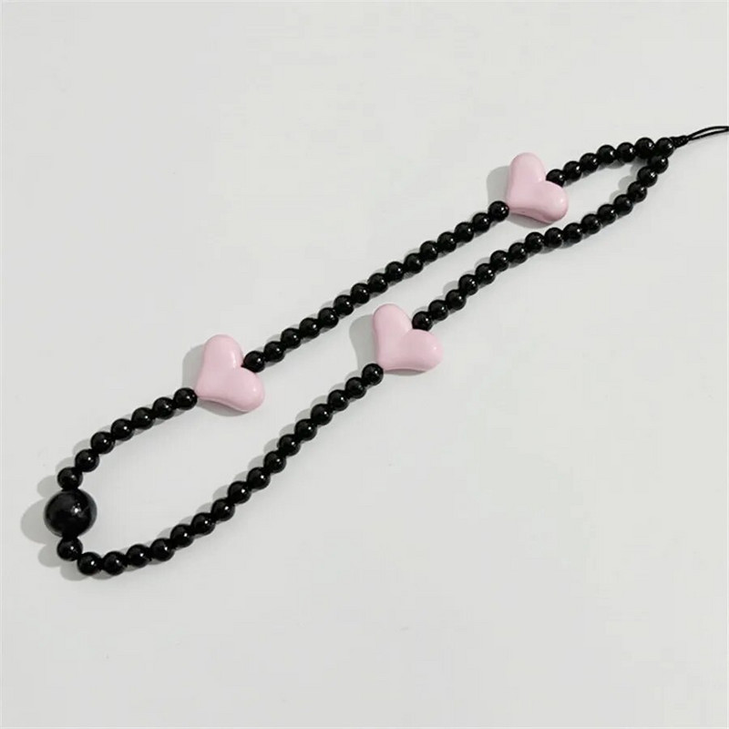 Armas väike armastussüdamekäevõru Mobiiltelefoni ümbrised kett Candy värviline rihm Telefoni juhtme tarvikud pärl akrüül rant