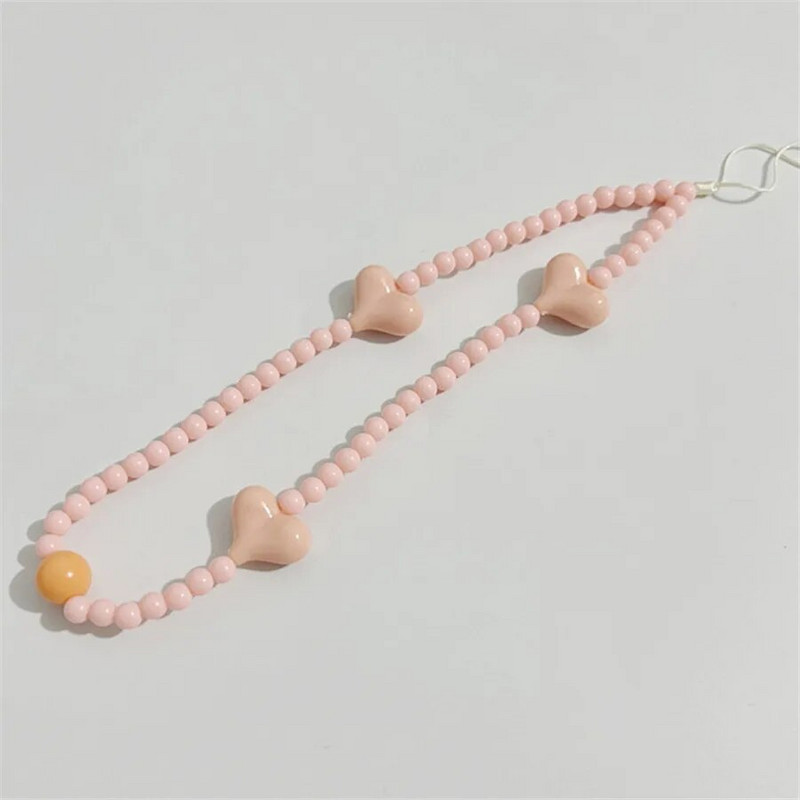 Armas väike armastussüdamekäevõru Mobiiltelefoni ümbrised kett Candy värviline rihm Telefoni juhtme tarvikud pärl akrüül rant