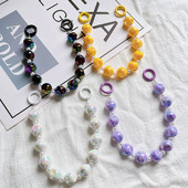 Varavīksnes nakts gaismas krelles pērļu ķēdes tālruņa futrālis, siksniņa plaukstas locītava pret pazaudēšanu atslēgu piekariņu kulons Atslēgu piekariņa rotaslietas sievietēm, meitenēm