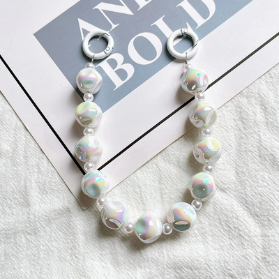 Varavīksnes nakts gaismas krelles pērļu ķēdes tālruņa futrālis, siksniņa plaukstas locītava pret pazaudēšanu atslēgu piekariņu kulons Atslēgu piekariņa rotaslietas sievietēm, meitenēm