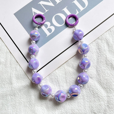 Varavīksnes nakts gaismas krelles pērļu ķēdes tālruņa futrālis, siksniņa plaukstas locītava pret pazaudēšanu atslēgu piekariņu kulons Atslēgu piekariņa rotaslietas sievietēm, meitenēm