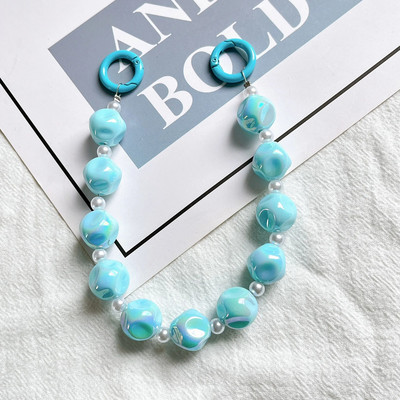 Varavīksnes nakts gaismas krelles pērļu ķēdes tālruņa futrālis, siksniņa plaukstas locītava pret pazaudēšanu atslēgu piekariņu kulons Atslēgu piekariņa rotaslietas sievietēm, meitenēm