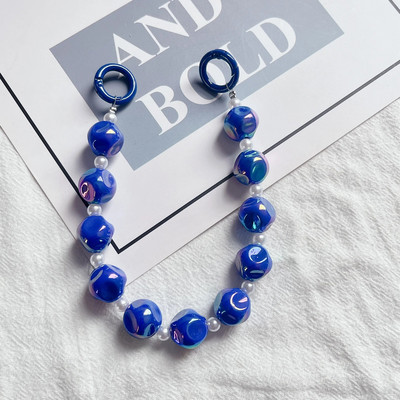 Varavīksnes nakts gaismas krelles pērļu ķēdes tālruņa futrālis, siksniņa plaukstas locītava pret pazaudēšanu atslēgu piekariņu kulons Atslēgu piekariņa rotaslietas sievietēm, meitenēm