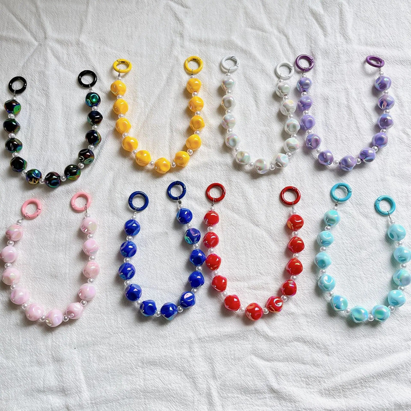 Varavīksnes nakts gaismas krelles pērļu ķēdes tālruņa futrālis, siksniņa plaukstas locītava pret pazaudēšanu atslēgu piekariņu kulons Atslēgu piekariņa rotaslietas sievietēm, meitenēm