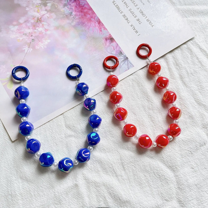 Varavīksnes nakts gaismas krelles pērļu ķēdes tālruņa futrālis, siksniņa plaukstas locītava pret pazaudēšanu atslēgu piekariņu kulons Atslēgu piekariņa rotaslietas sievietēm, meitenēm