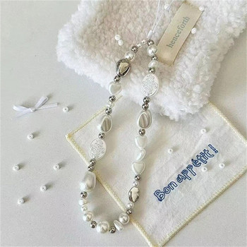 INS Μπαρόκ Pearl Beads Χαριτωμένο μενταγιόν με αλυσίδα γούρι τηλεφώνου για iPhone Αξεσουάρ Samsung για κορίτσι Κοσμήματα λουράκι Κορδόνι κρεμαστό