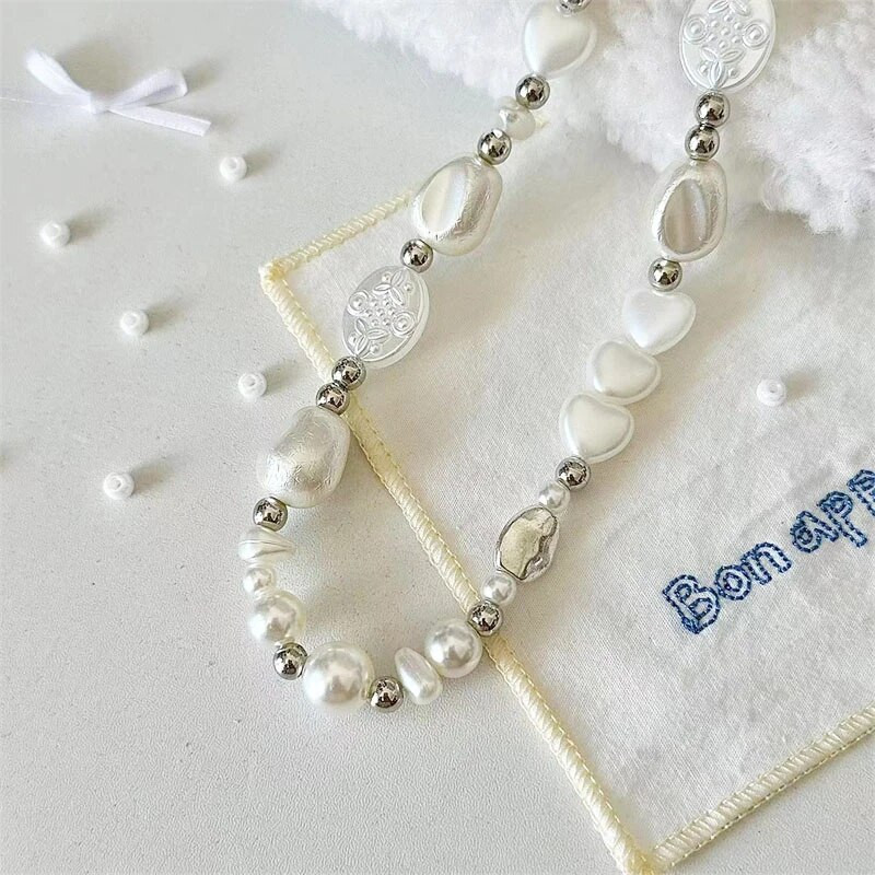 INS baroka pērļu krelles jauks tālruņa šarmu ķēdes kulons priekš iPhone Samsung aksesuārs meitenei rotaslietas siksniņa štrope piekarināma aukla