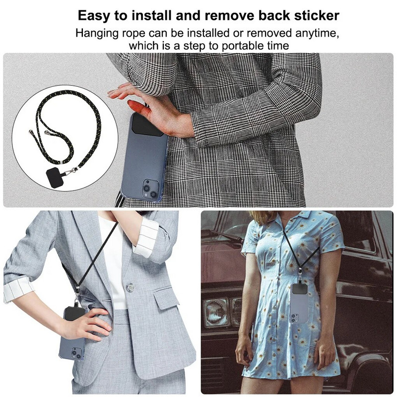 Universāls Crossbody Patch Tālruņa Virves Mobilā Telefona Siksna Štrope Neilona Mīksta Virve Mobilā Tālruņa pakarināmā Vada Turētājs