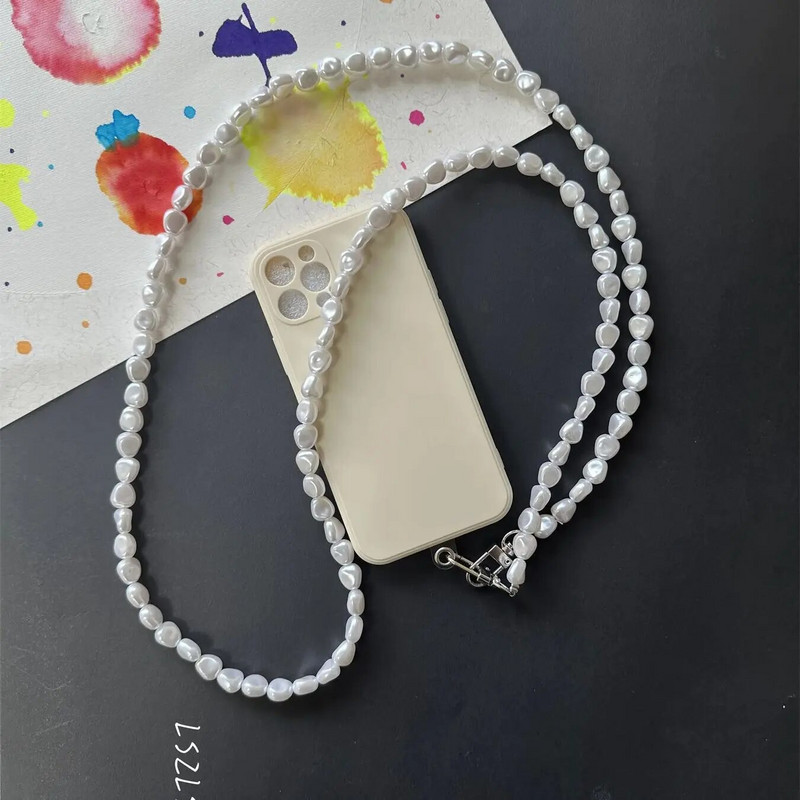 Luksusa vienkārša tālruņa šķērssiksnas siksnas īpašas formas pērļu ķēde Samsung Flip 4 3 5G iPhone 14 Pro max 13 12 11 pro max