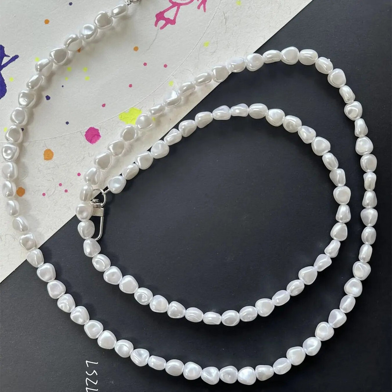 Luksusa vienkārša tālruņa šķērssiksnas siksnas īpašas formas pērļu ķēde Samsung Flip 4 3 5G iPhone 14 Pro max 13 12 11 pro max