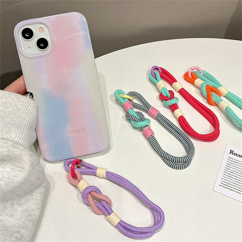 Rokas siksna tālruņa piekariņam Luksusa šūnu aksesuāri ar atslēgu virves krāsainām rokassprādzēm Telefona rotaslietas virves atslēgu piekariņš