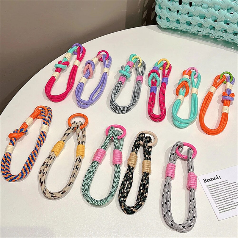 Rokas siksna tālruņa piekariņam Luksusa šūnu aksesuāri ar atslēgu virves krāsainām rokassprādzēm Telefona rotaslietas virves atslēgu piekariņš