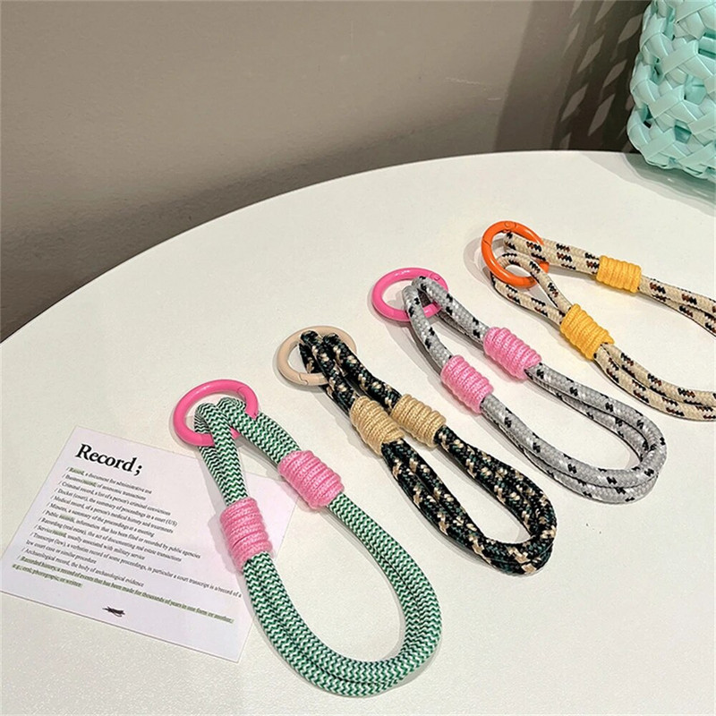Rokas siksna tālruņa piekariņam Luksusa šūnu aksesuāri ar atslēgu virves krāsainām rokassprādzēm Telefona rotaslietas virves atslēgu piekariņš
