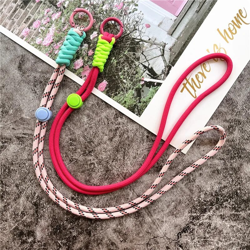 Atslēgu piekariņa štrope regulējams vads mobilā tālruņa piekariņam Spilgtas krāsas kakla siksniņa atslēgām Universāls Landyard atslēgu piekariņš sievietēm